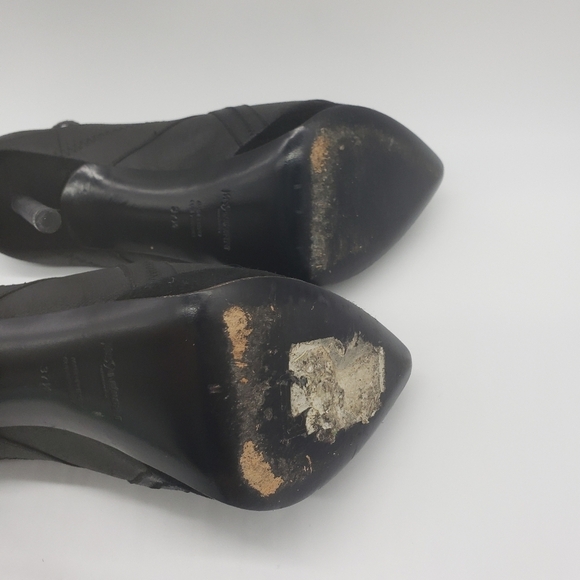 1548- YSL Yves Saint Laurent Shoe Black Platform Bandage Suede Bootie 37.5EU - Picture 12 of 12